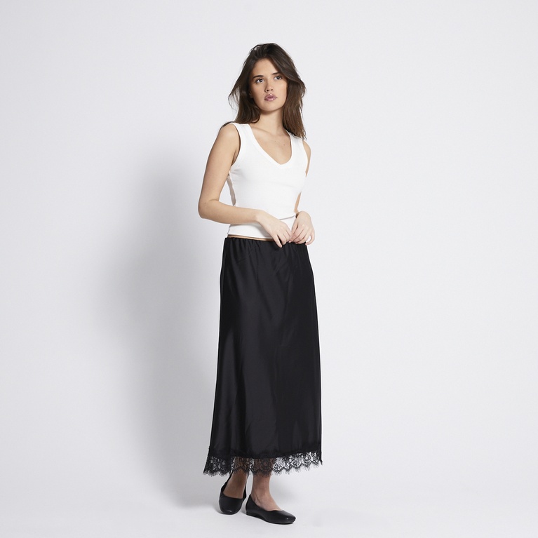 Lace satin skirt "Merielle" Black